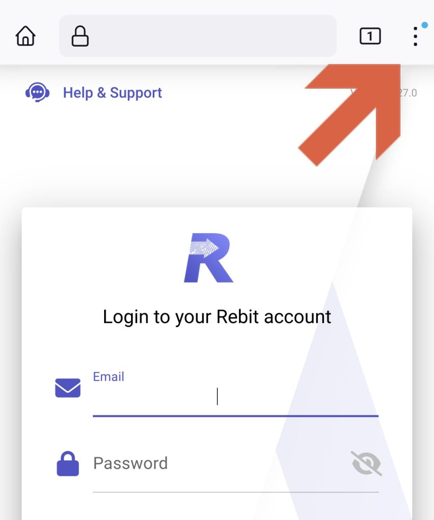 To Install Rebit App on Firefox, Open Firefox menu